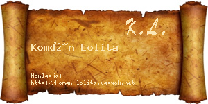Komán Lolita névjegykártya